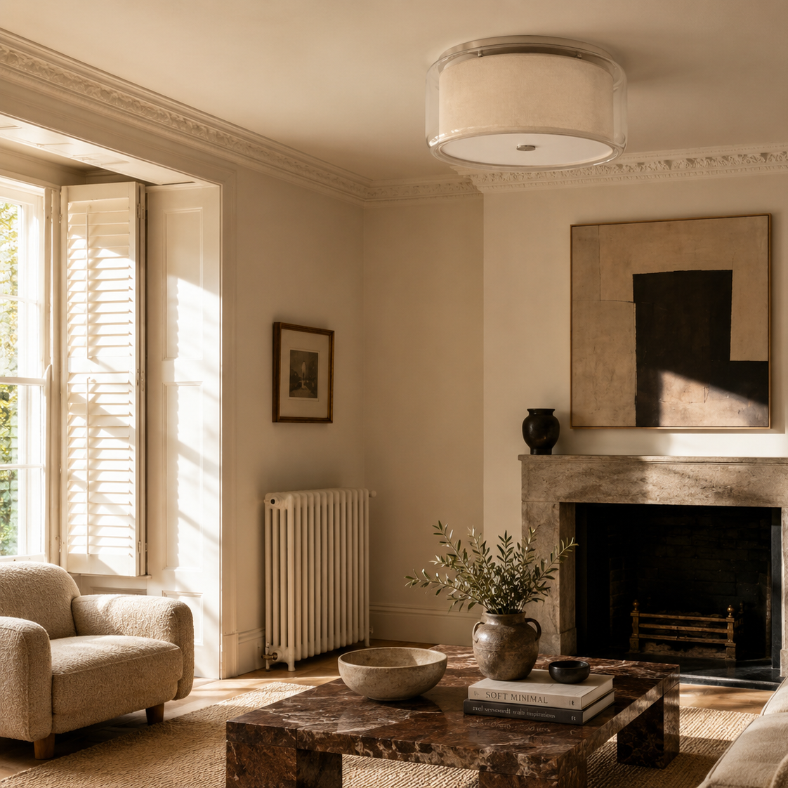 Glass flush mount ceiling light - living room