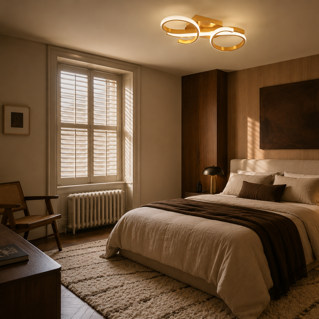 36W minimalist gold flush LED ceiling light - bedroom
