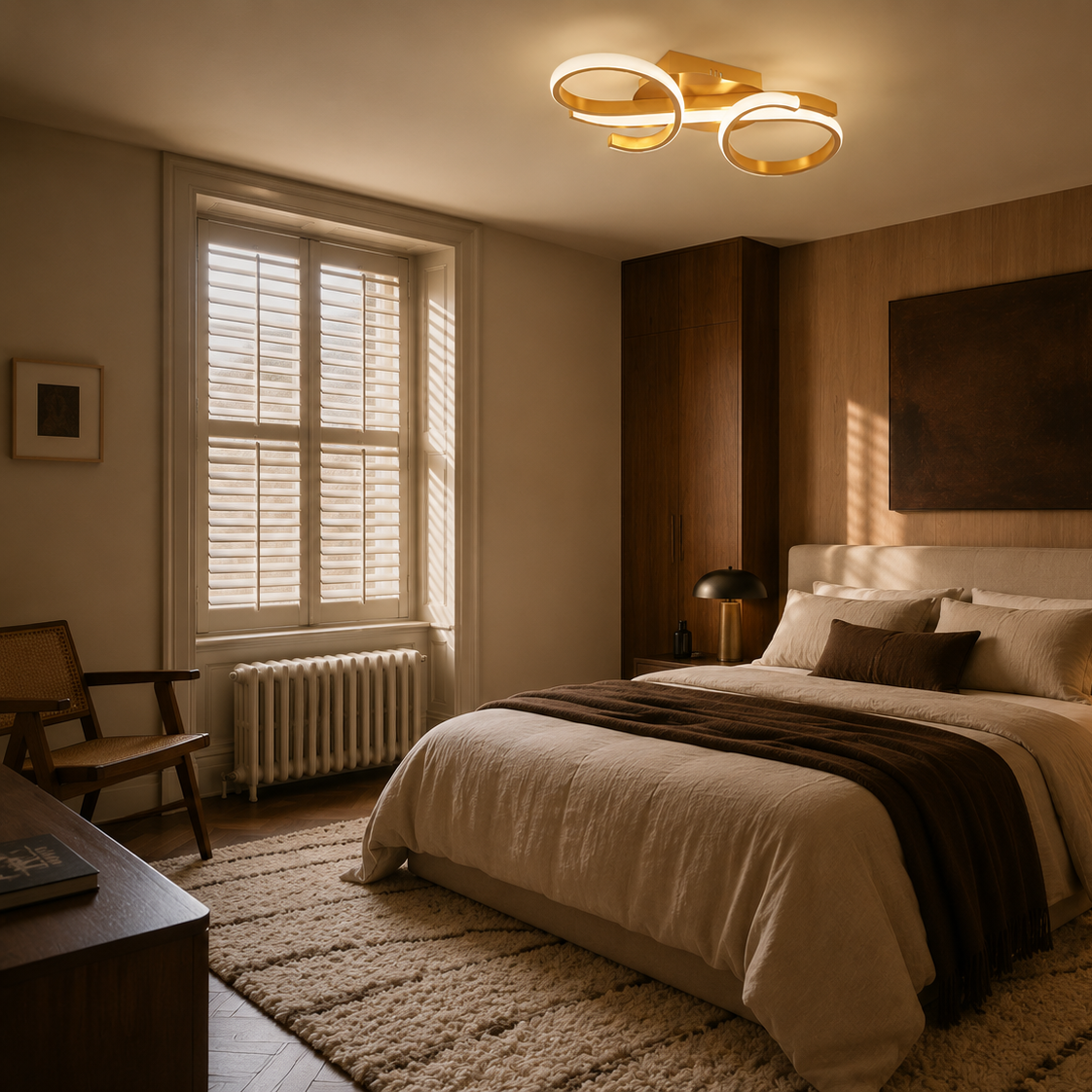 36W minimalist gold flush LED ceiling light - bedroom