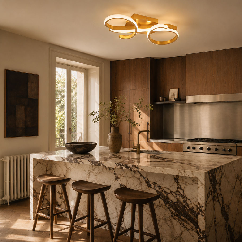 36W minimalist gold flush LED ceiling light - kitchen