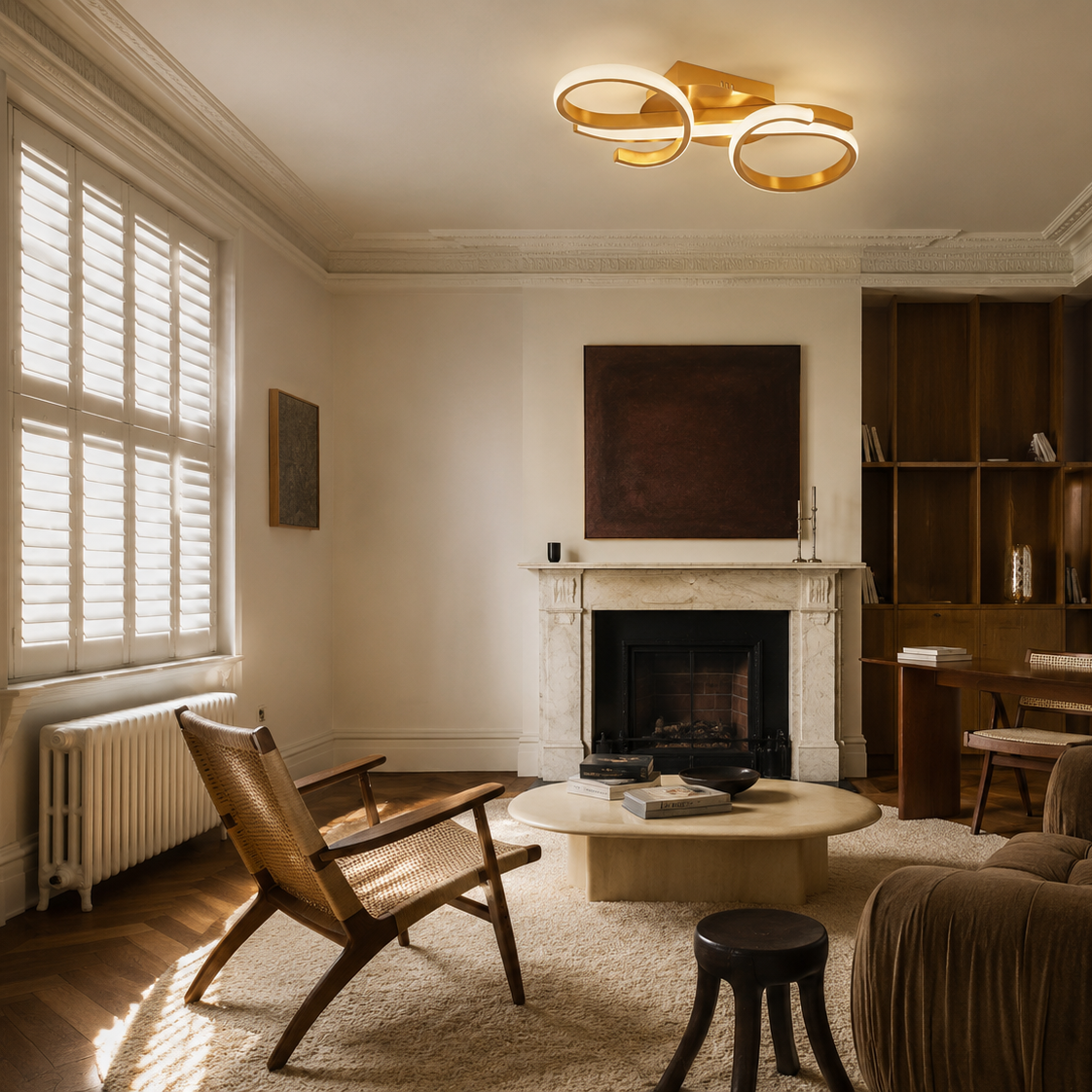 36W minimalist gold flush LED ceiling light - living room