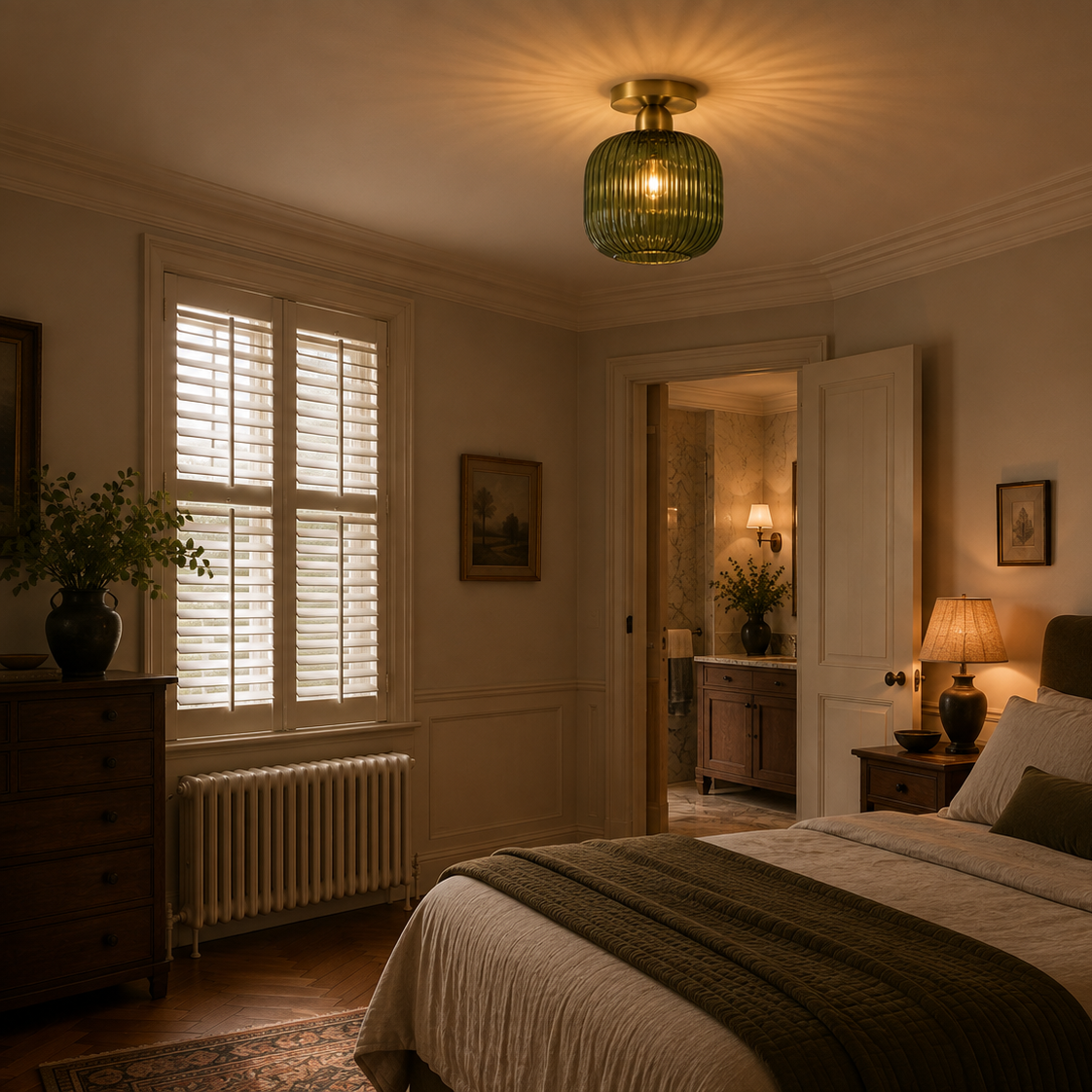 Gold glass corridor flush light - bedroom