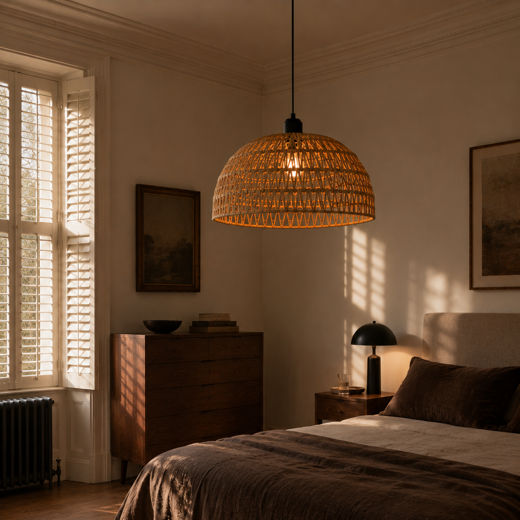 Hemp rope pendant light - bedroom 3
