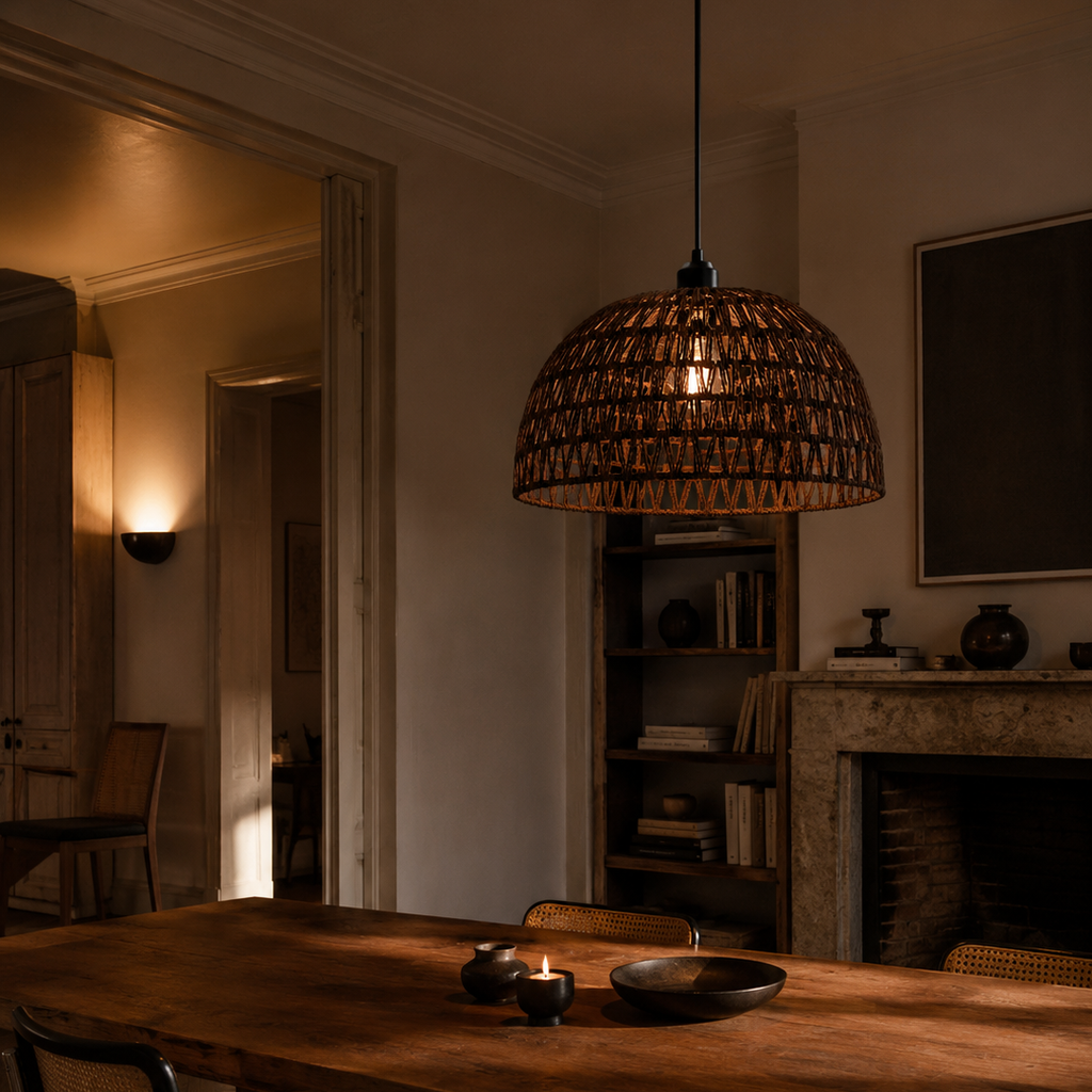 Hemp rope pendant light - dining room 2