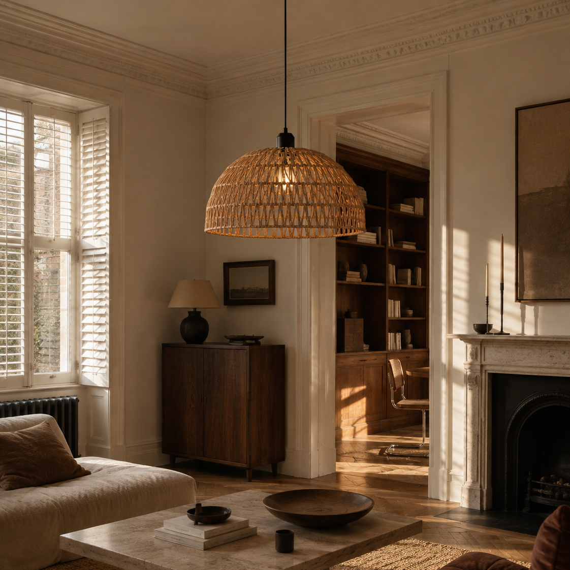 Hemp rope pendant light - living room
