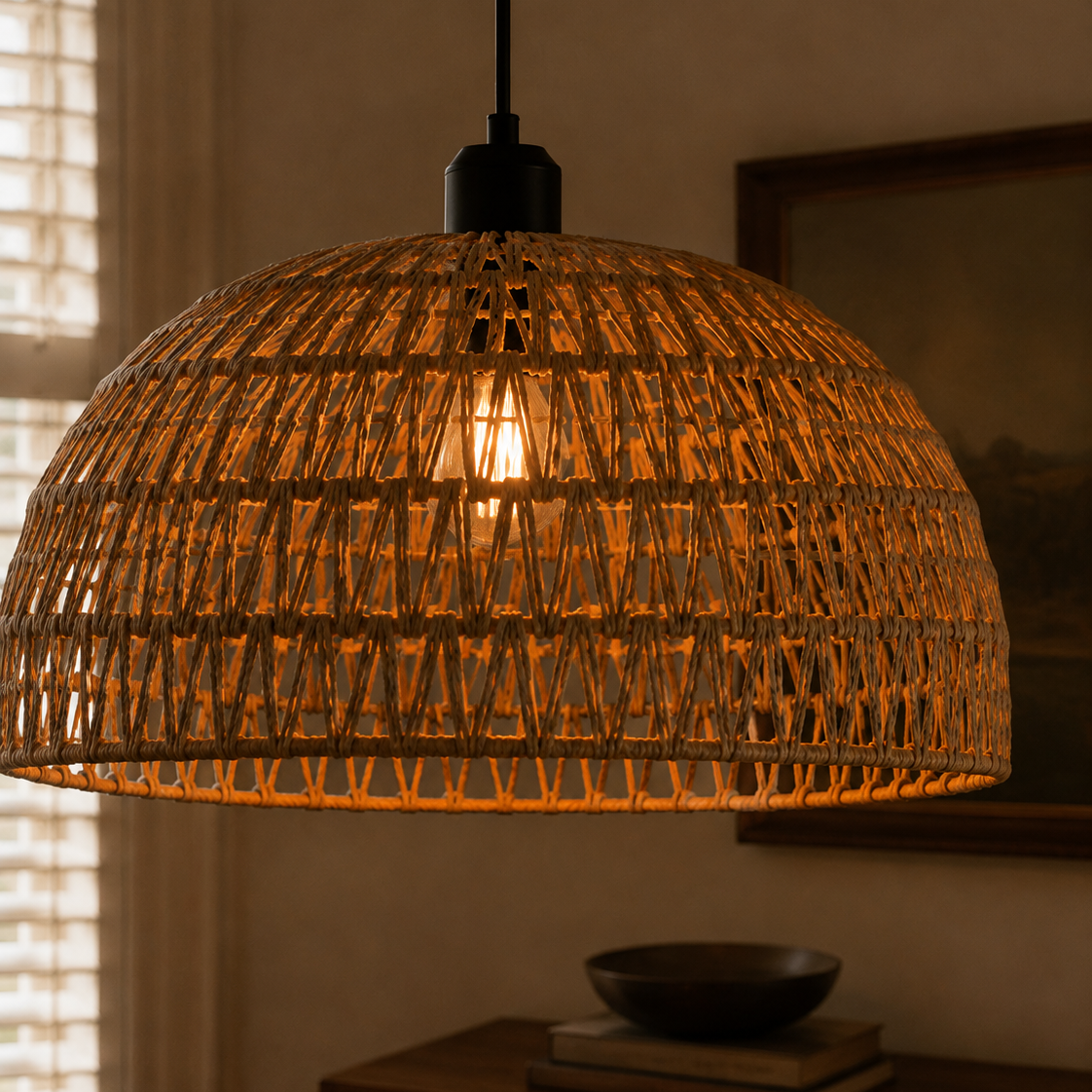 Hemp rope pendant light - shade detail 1