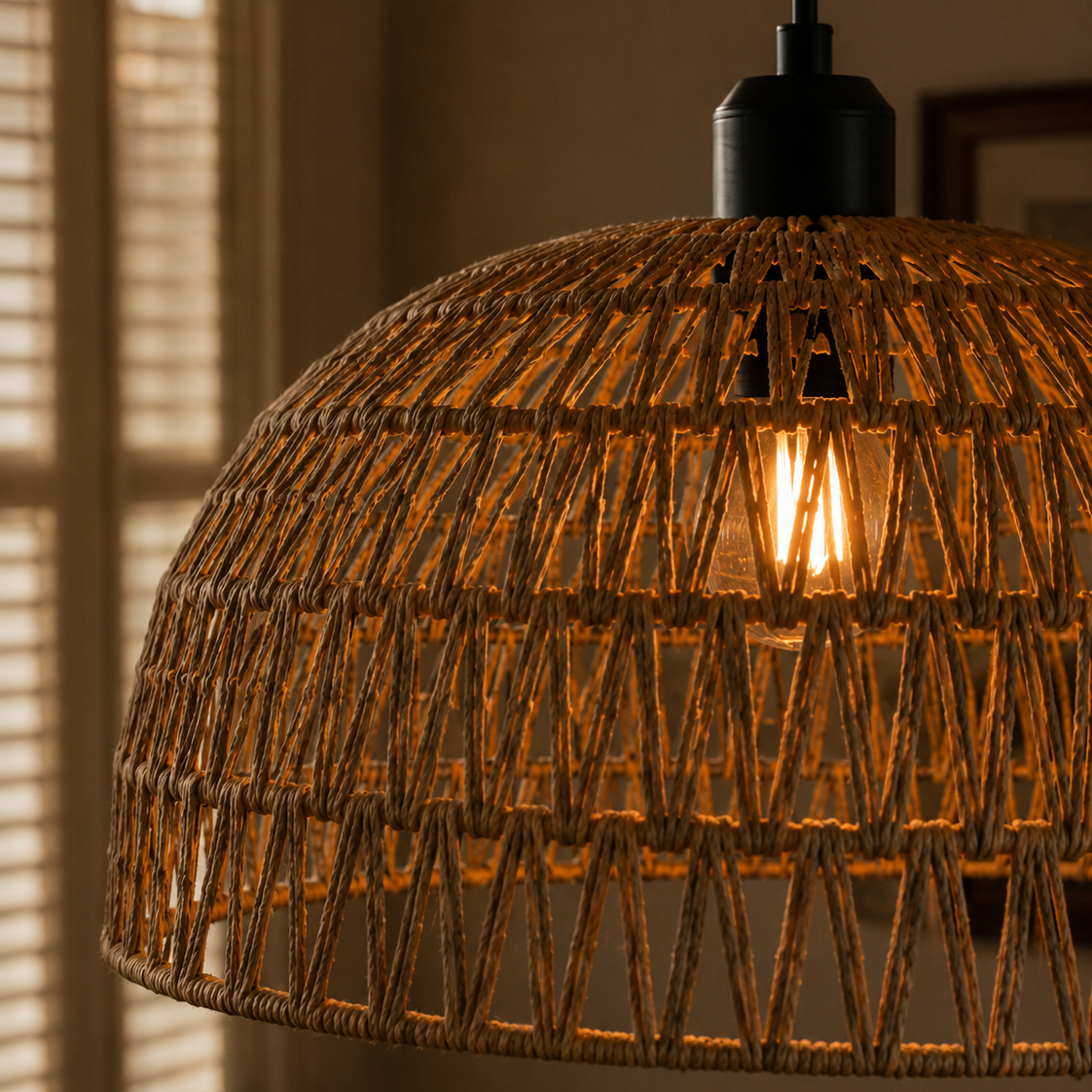 Hemp rope pendant light - shade detail 3