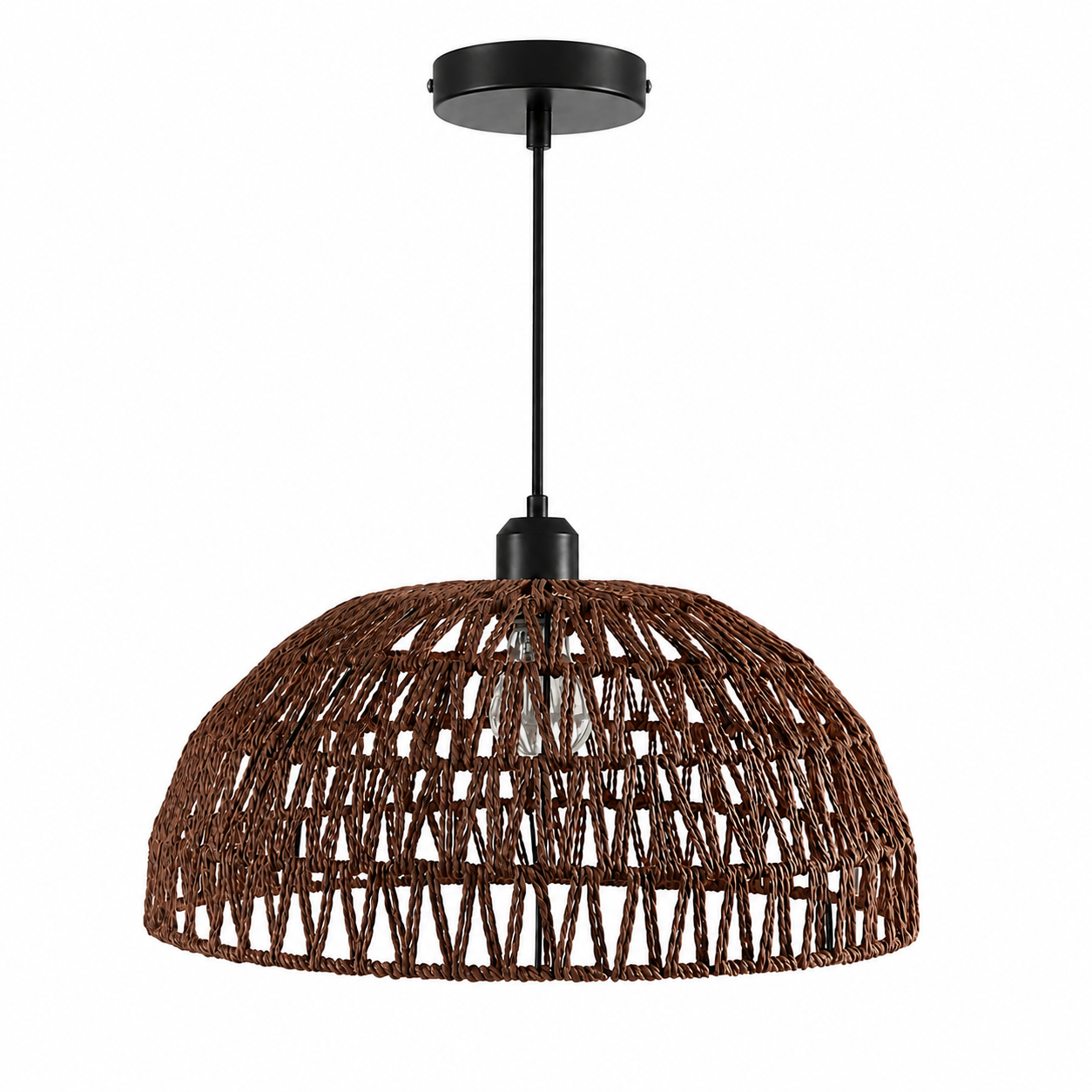 Hemp rope pendant light - brown colourway studio shot