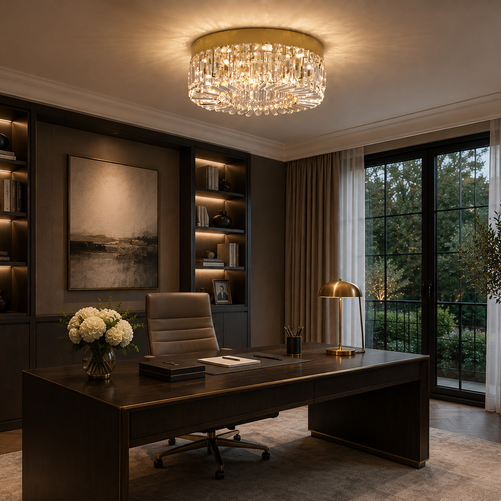Crystal Chandelier - Luxury Flush Ceiling Light