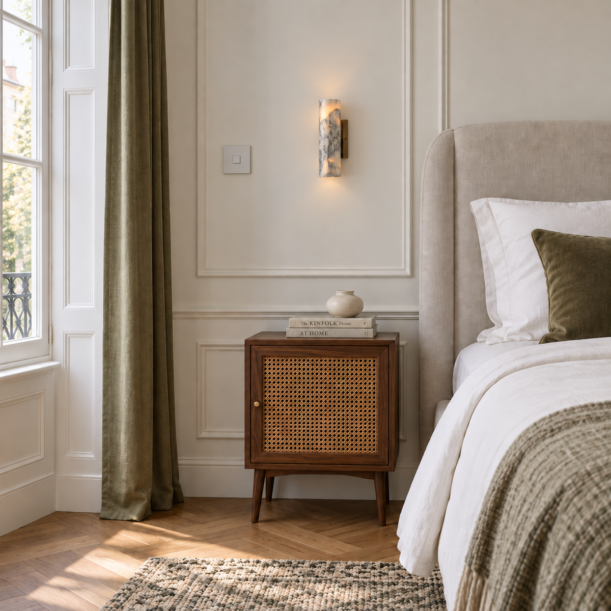 Marble Cylinder Wall Light 24cm - Copper Base Hallway & Bedroom Sconce