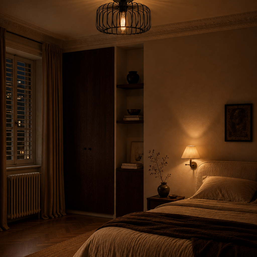 Industrial cage ceiling light - bedroom 5