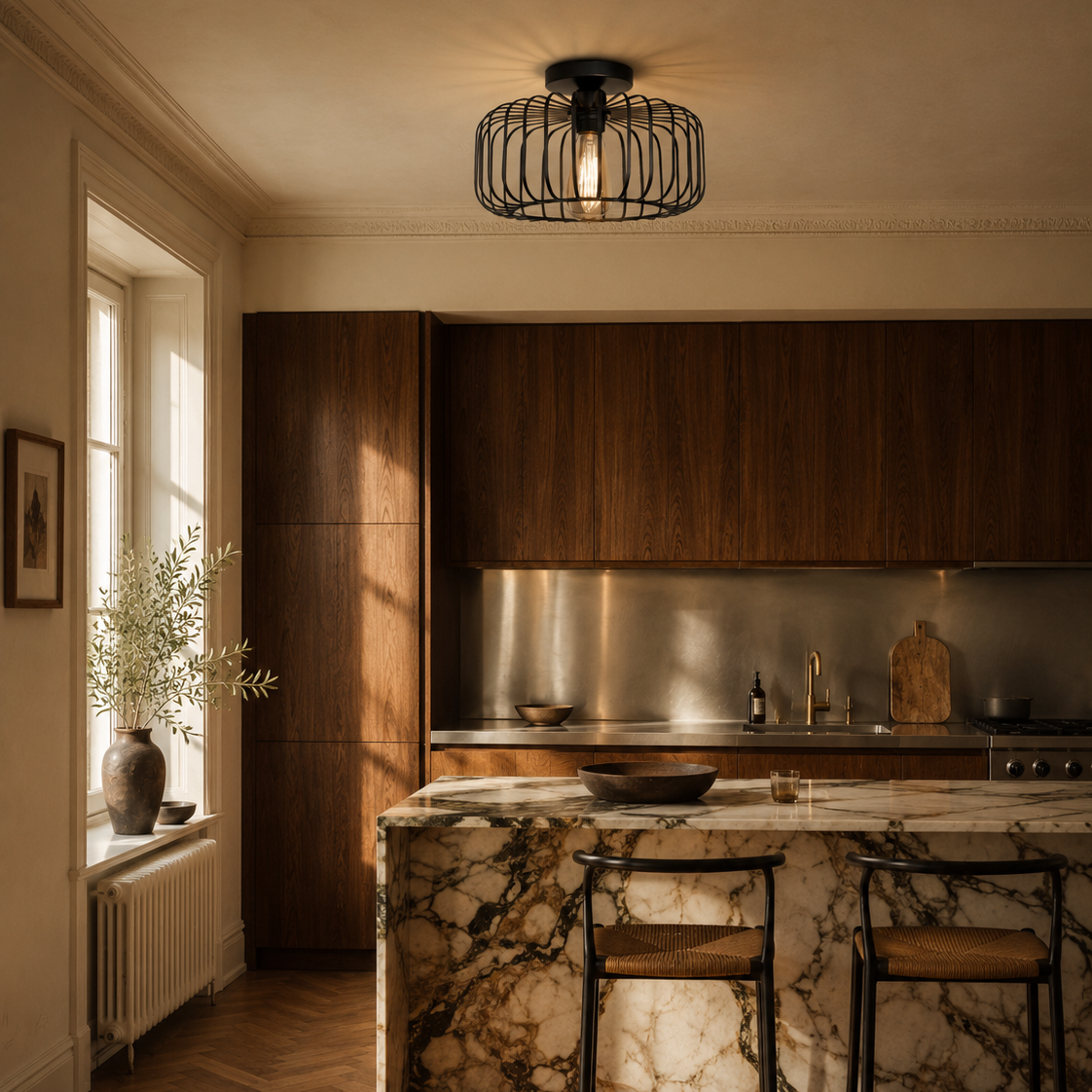 Industrial cage ceiling light - kitchen 2