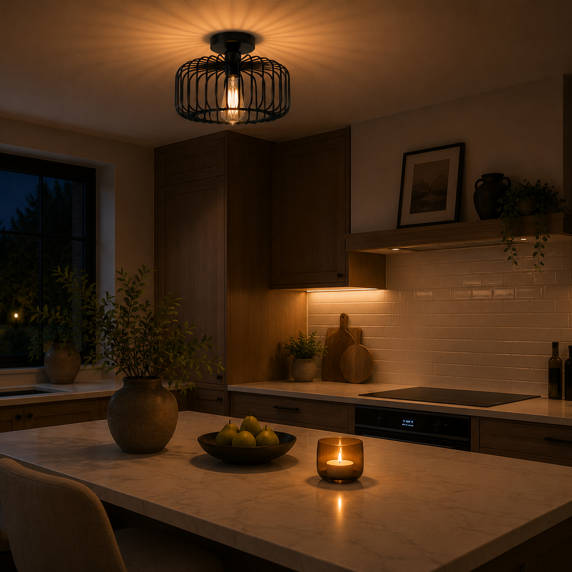 Industrial cage ceiling light - kitchen 3