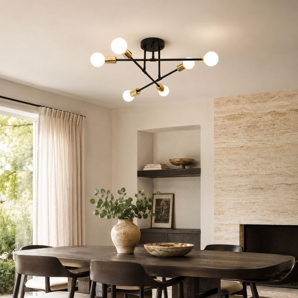 Industrial 6-light chandelier - dining room