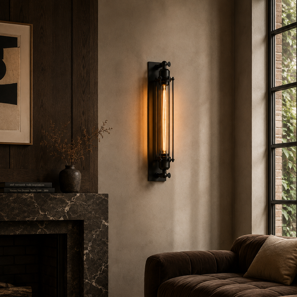 Industrial retro iron wall light - living room 2