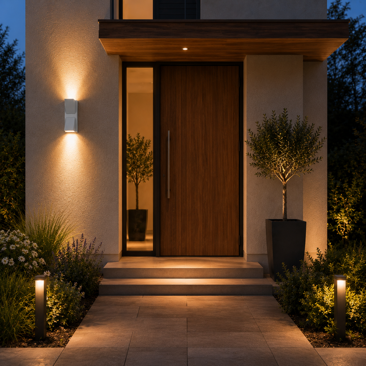 IP65 waterproof garden porch wall light installed outdoors - entrance door olive white
