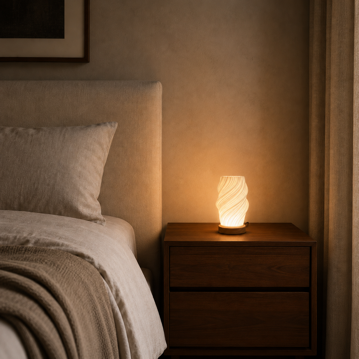 Nordic LED desk lamp on a bedside table