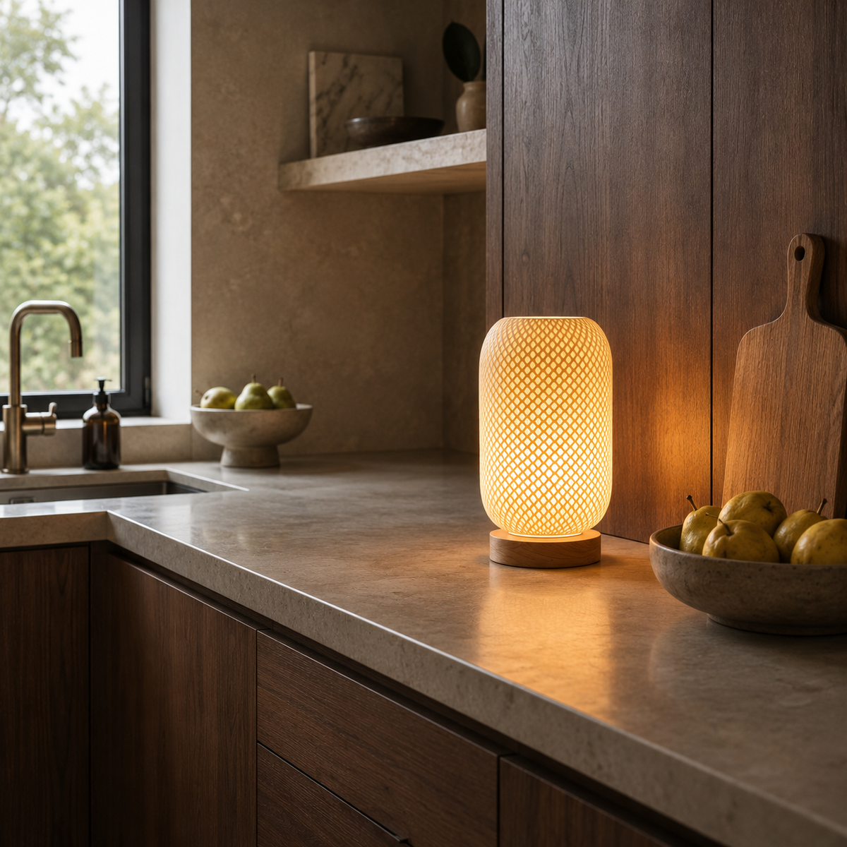 Nordic LED desk lamp on a kitchen counter