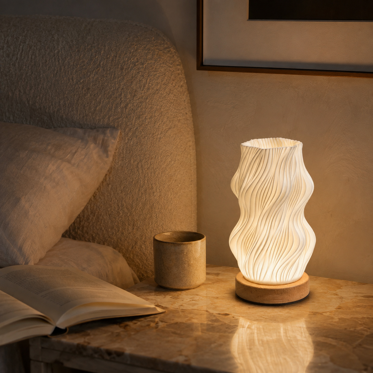 Nordic LED desk lamp on a home office desk with a laptop
