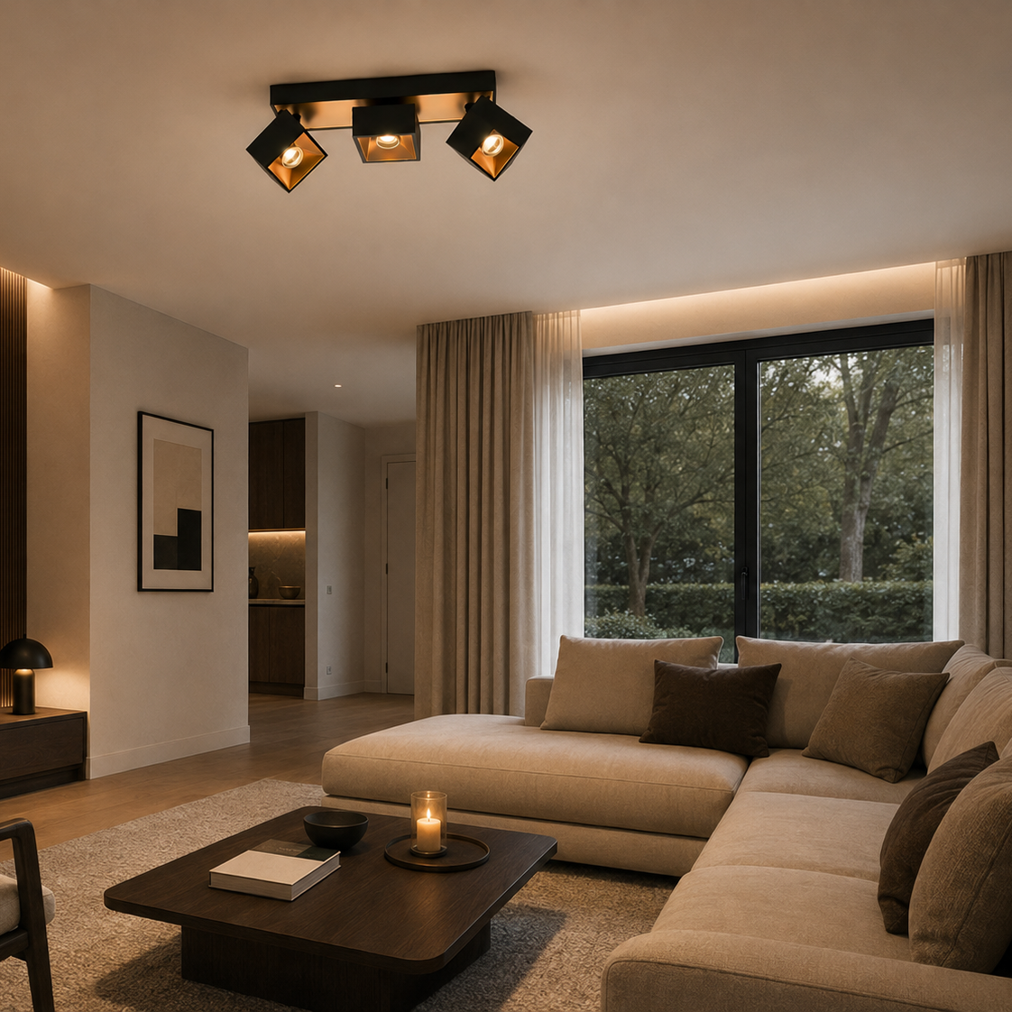 Multi-head COB downlight spotlight - living room