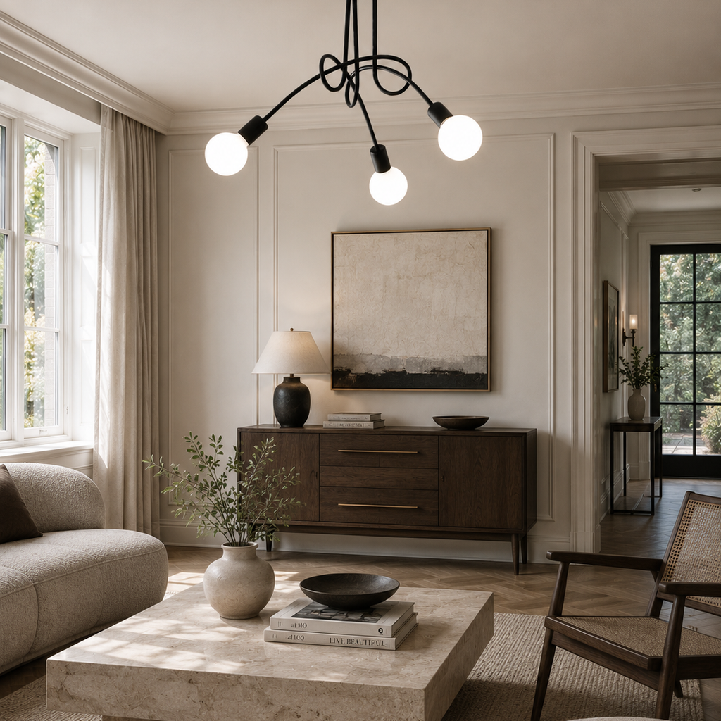 LED Chandelier - Modern 3-Light Living Room Ceiling Light