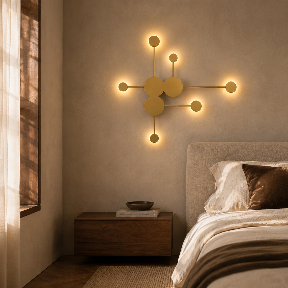 Modern molecular 6-head wall light - bedroom