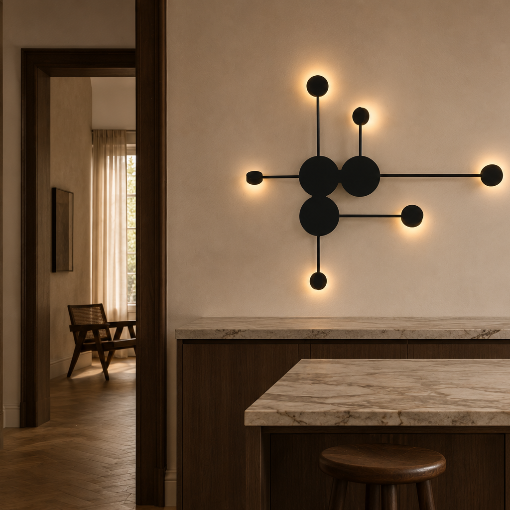 Modern molecular 6-head wall light - kitchen