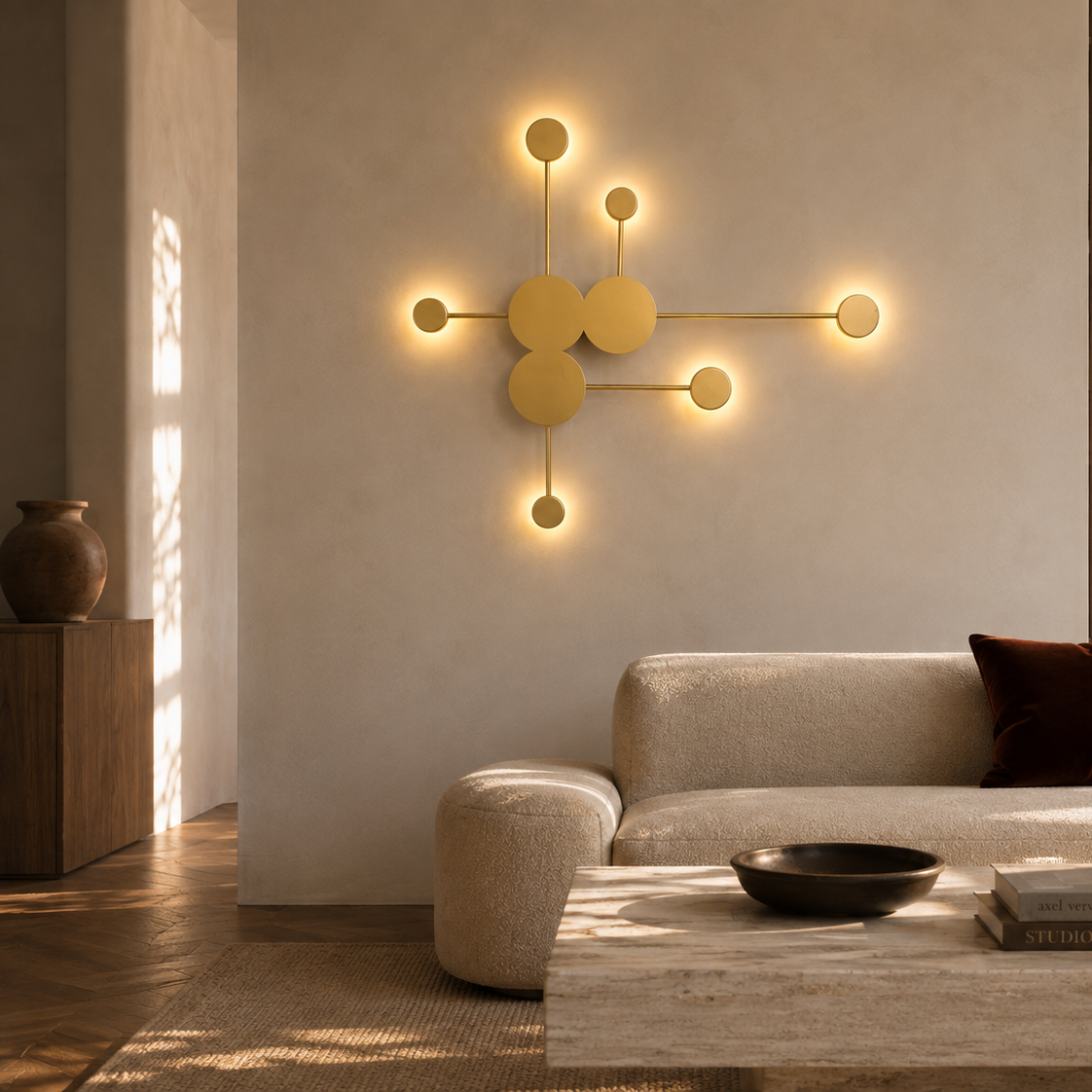 Modern molecular 6-head wall light - living room