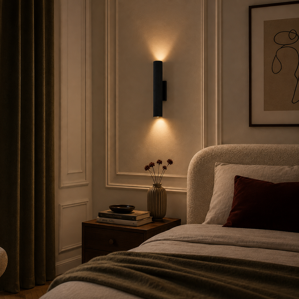 Nordic minimalist black wall light - bedroom