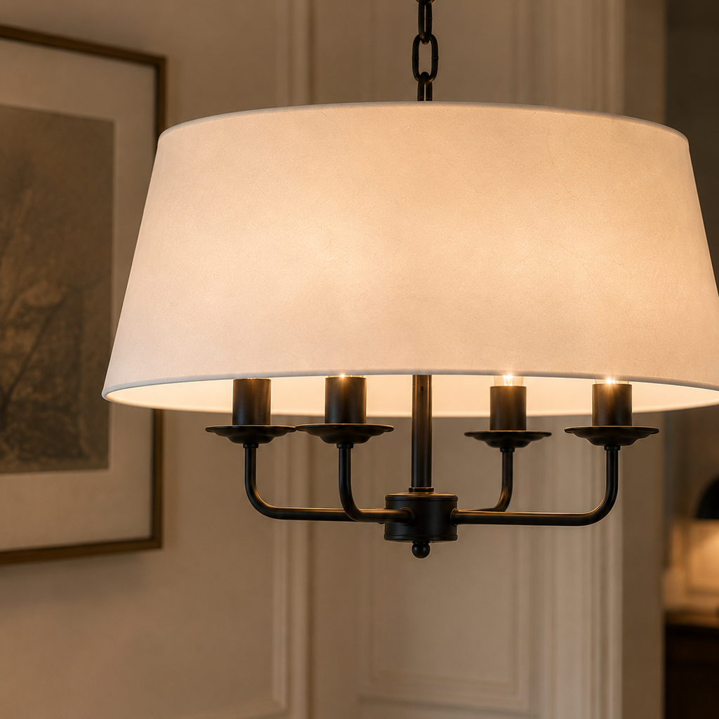 Nordic hemp and white chandelier - dining room