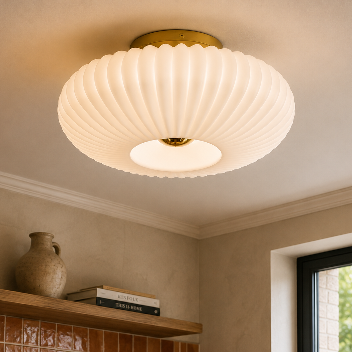 Nordic retro glass flush mount light - living room 2