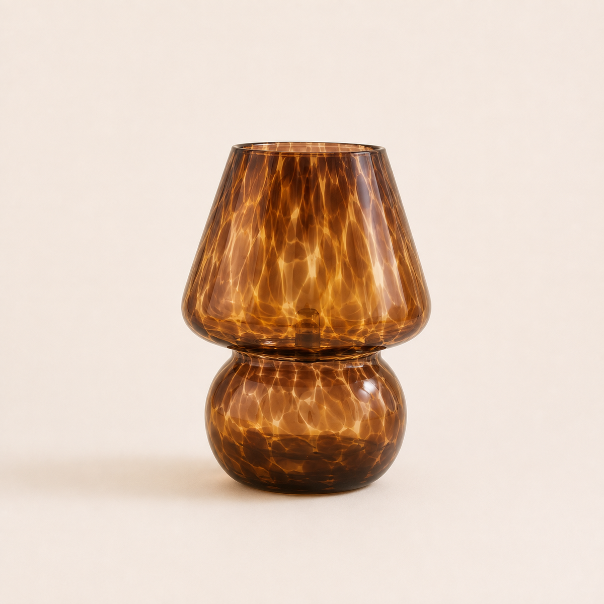 Amber Glass Mushroom Table Lamp - Tortoiseshell Bedside Lamp