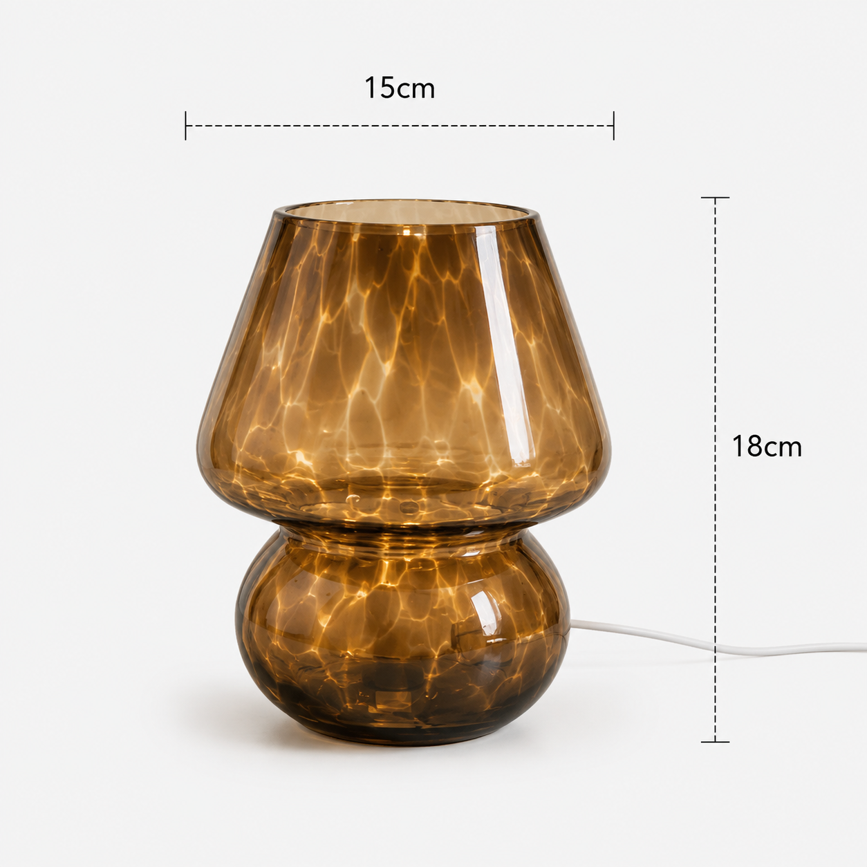 Amber Glass Mushroom Table Lamp - Tortoiseshell Bedside Lamp