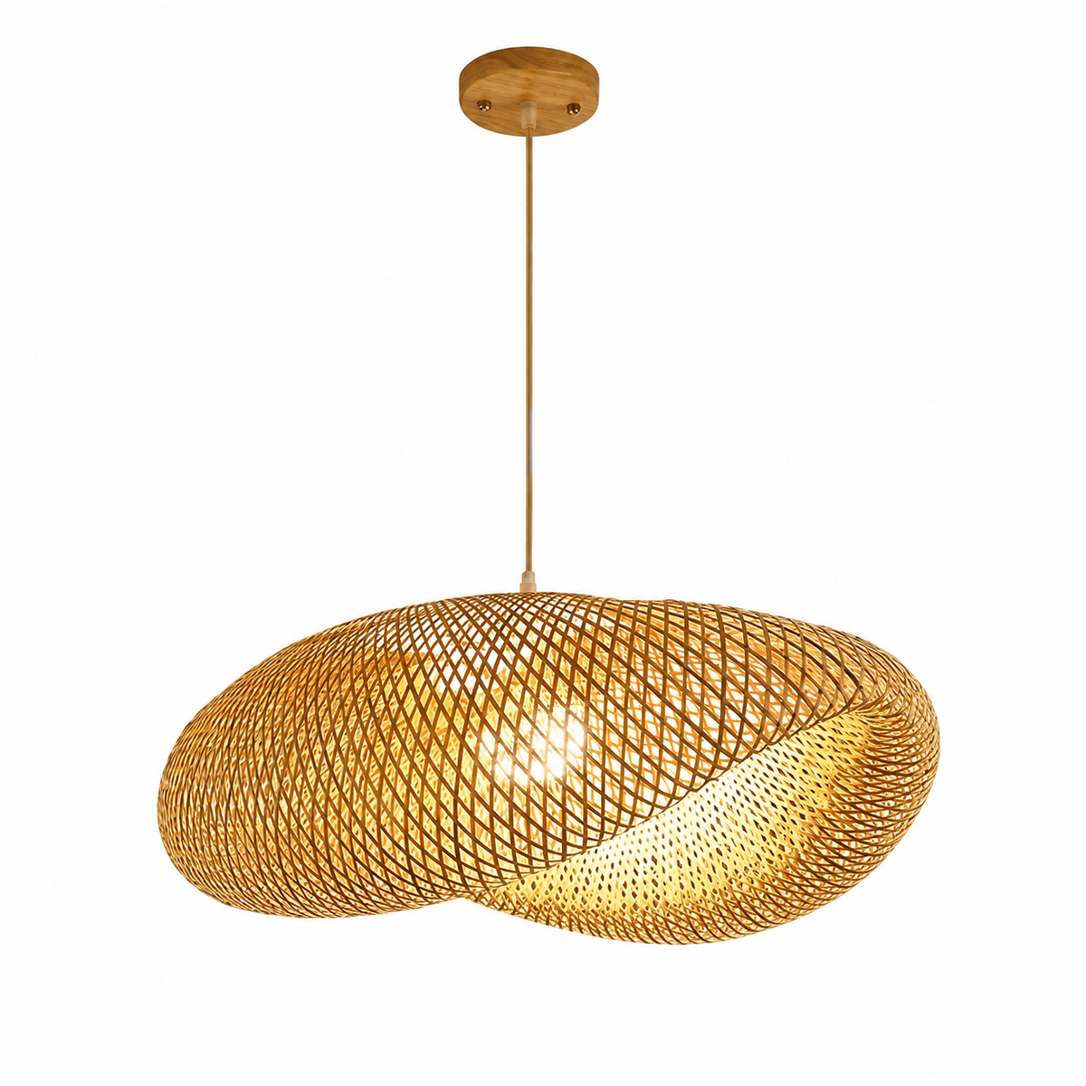 Bamboo Pendant Light - Hand-Woven Rattan Shade