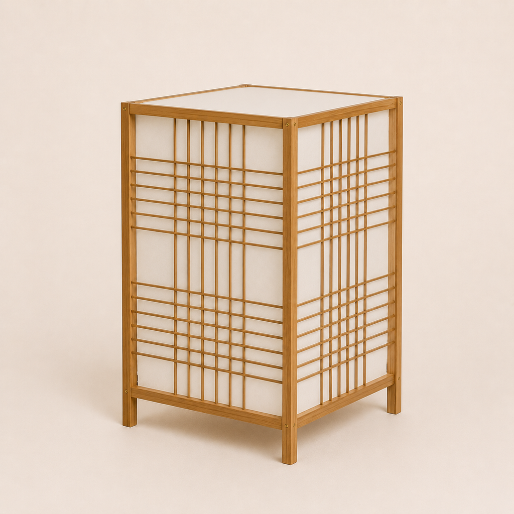 Bamboo Table Lamp - Woven Square Lattice Minimalist Desk Lamp