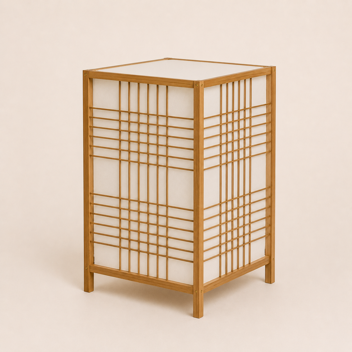 Bamboo Table Lamp - Woven Square Lattice Minimalist Desk Lamp