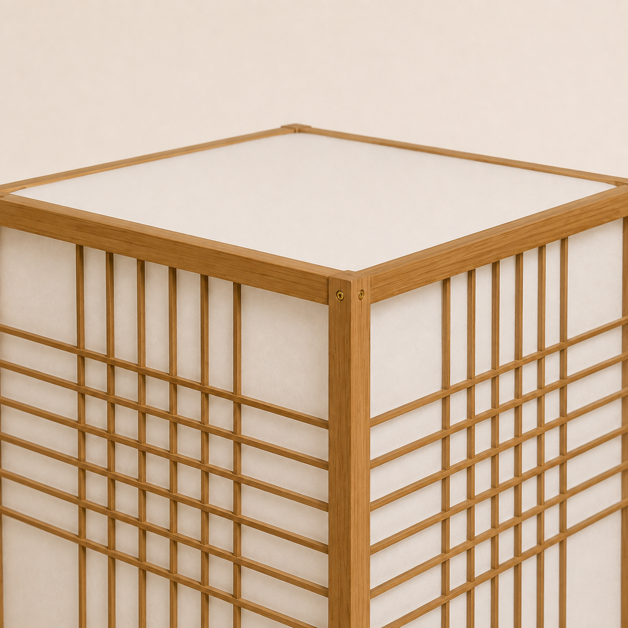 Bamboo Table Lamp - Woven Square Lattice Minimalist Desk Lamp