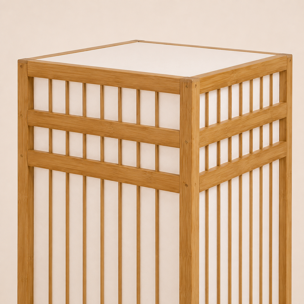 Bamboo Table Lamp - Woven Square Lattice Minimalist Desk Lamp