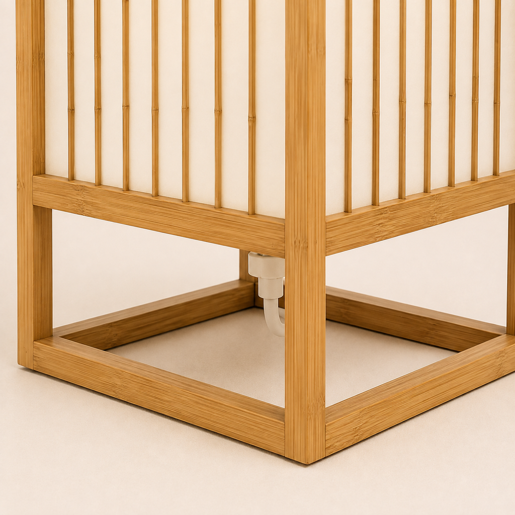 Bamboo Table Lamp - Woven Square Lattice Minimalist Desk Lamp