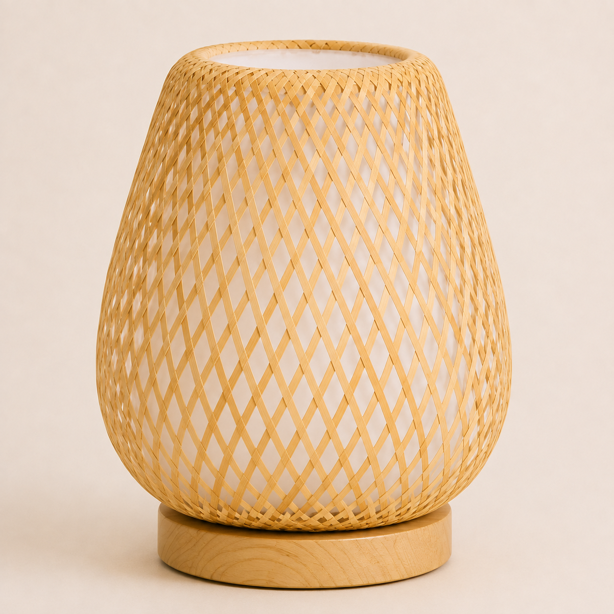 Bamboo Table Lamp - Woven Round Minimalist Desk Lamp