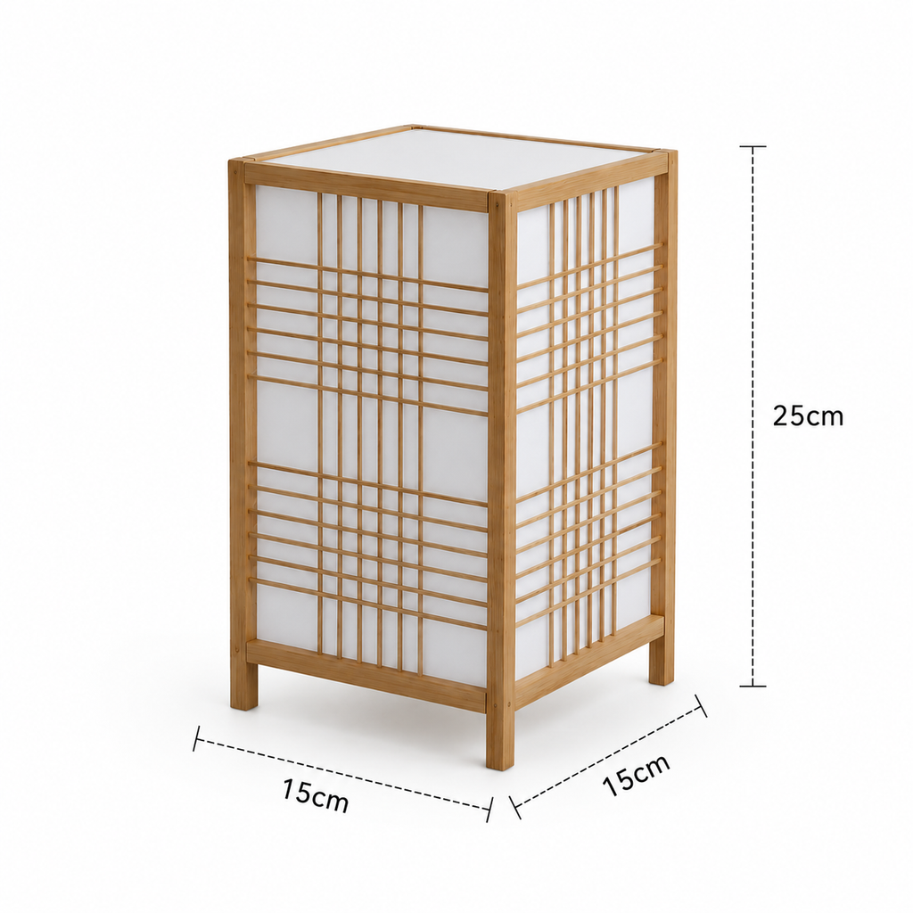 Bamboo Table Lamp - Woven Square Lattice Minimalist Desk Lamp