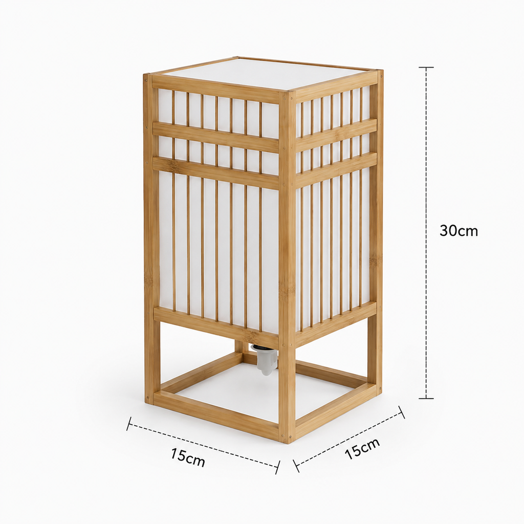 Bamboo Table Lamp - Woven Square Lattice Minimalist Desk Lamp