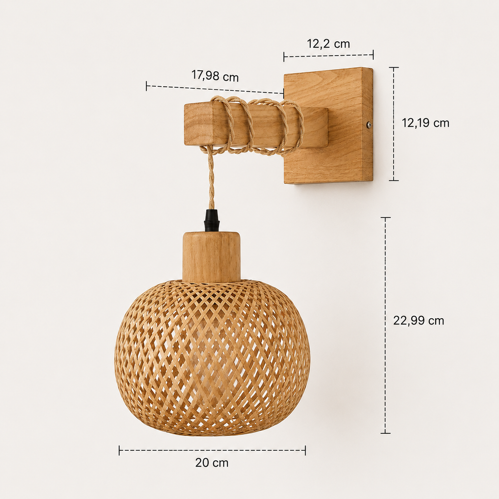 Bamboo Wall Light - Retro Woven Bedside Sconce