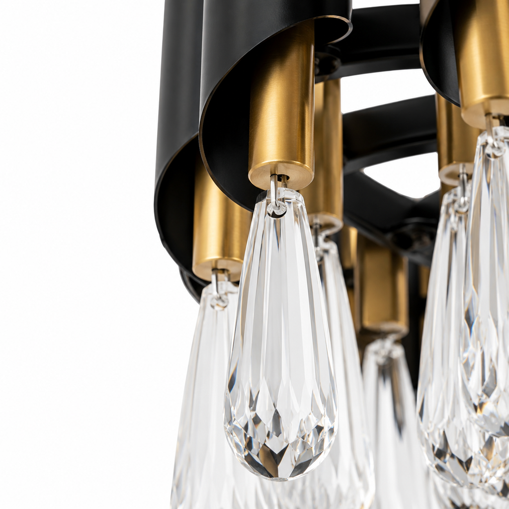 Black & Gold Crystal Chandelier - 5-Light Modern Ceiling Light