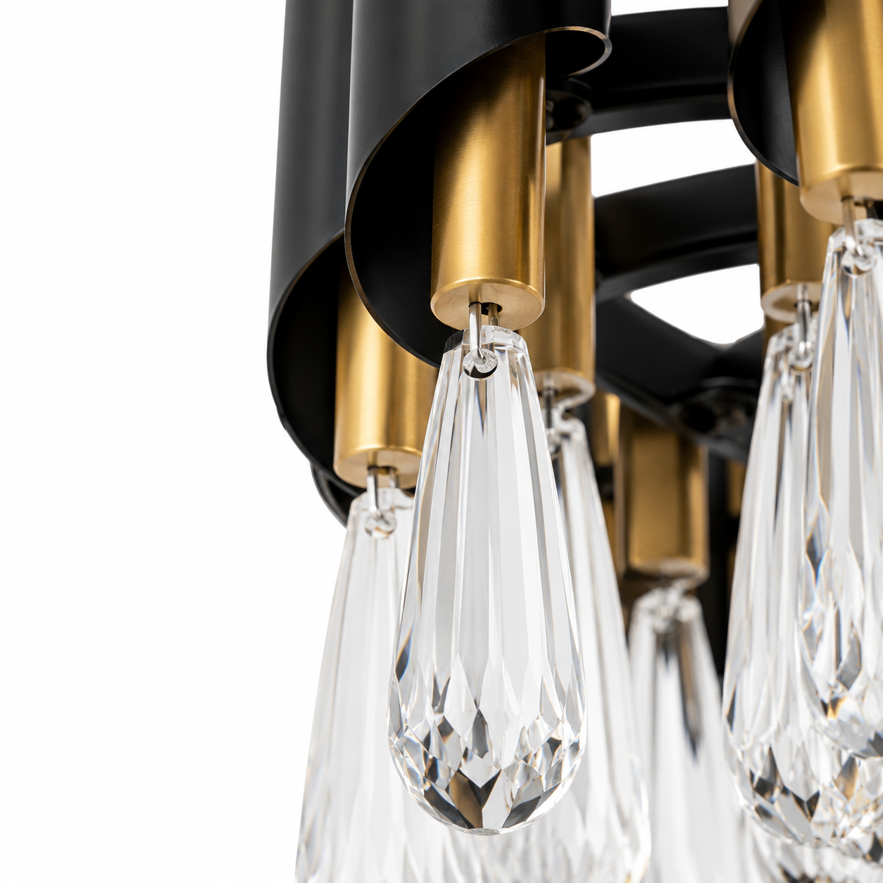 Black & Gold Crystal Chandelier - 5-Light Modern Ceiling Light