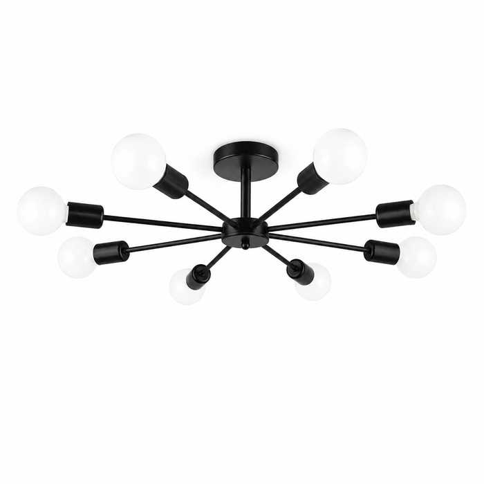 Black Chandelier - Modern 8-Light Iron Ceiling Light