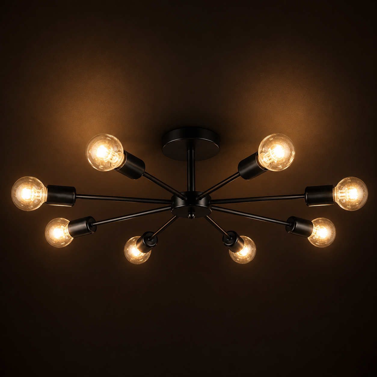 Black Chandelier - Modern 8-Light Iron Ceiling Light