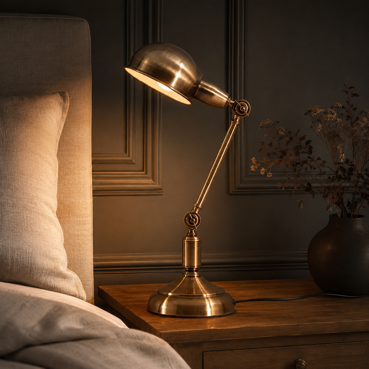 Brass Table Lamp - Retro Eye-Care Desk and Bedside Lamp