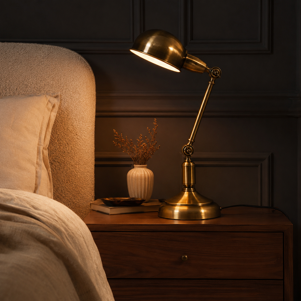 Brass Table Lamp - Retro Eye-Care Desk and Bedside Lamp