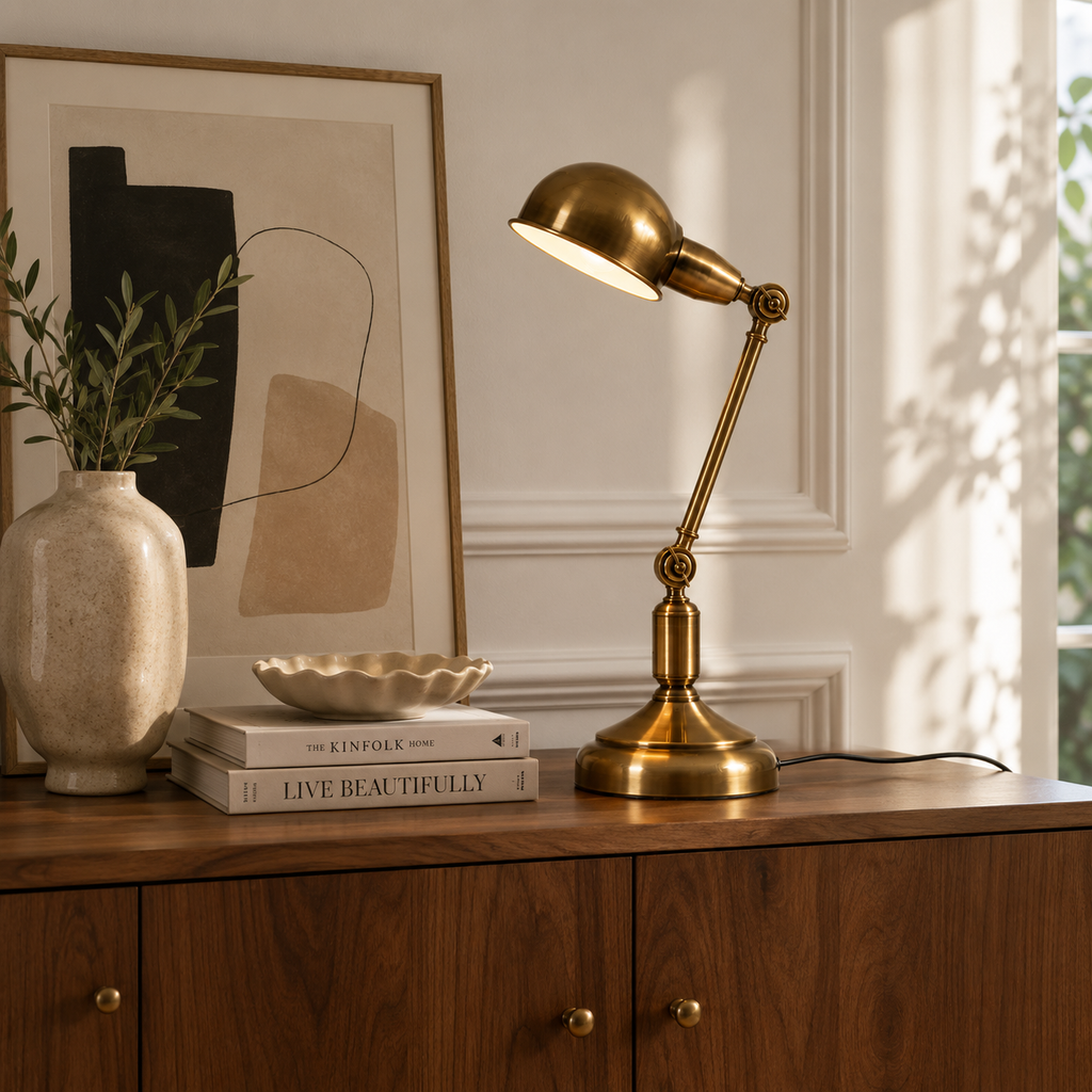 Brass Table Lamp - Retro Eye-Care Desk and Bedside Lamp